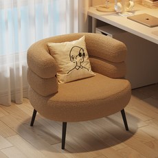 부클의자 양털 라운지소파 고급 대형 양 편안한, 카키 스펀지 UP - 47cm