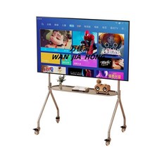 이동식 TV거치대 티비 이젤형 고중량 올레드 회전형 무빙 높이조절 업무용 전동식 모니터, 1개, A. 스테인리스 스틸 미러 마감 선반 + 크리스탈 휠