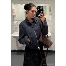 韓版復古鉚釘短版夾克外套 女裝 秋季新款休閒百搭防風上衣