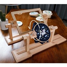 원형 자수틀 스탠드 회전 원목 작업대 거치대 입식 테이블 대형, 1개, 단일 항목