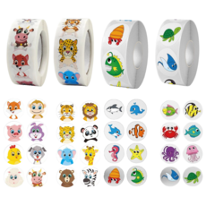 2000매 4롤세트 동물 바다 생물 원형 스티커, 1세트, 혼합(S6103) 2000매