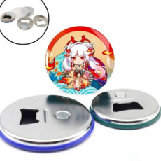 핀버튼 키링 포토 커스텀 열쇠고리 굿즈 제작 금속 병따개 단체 휴대용 메탈핀 주방용 기념품 버튼형 캠핑, 고리형1개