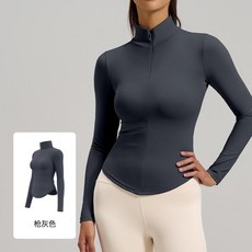 時尚半拉鍊瑜伽服裸感緊身無痕透氣運動健身上衣女