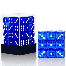 해외 Handan 24팩 16MM 6면 주사위 세트 반투명 색상 D6 게임 Yahtzee Bunco 또는 교육 수학을 위한 표준 휴대용 파우치 포함옐로우 미국매장정품+ 1723, .0012.반투명 다크 블루.