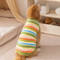 寵物條紋毛衣 秋冬保暖中大型犬衣服, 蒂安綠, 1個