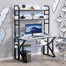 CProsis 컴퓨터책상 타공판 수납후크 추가 가능 게이밍 홈오피스 학생용 1000/1200/1400/1600mm, 흑백