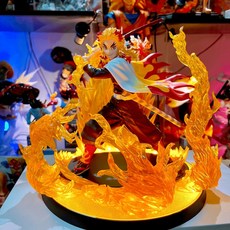 鬼滅之刃 煉獄杏壽郎 炎柱 vibration stars 公仔 燈座發光 正版公仔 炎柱公仔 意象化, 1個, 燈座發光(煉獄金黃),含公仔（正版附盒