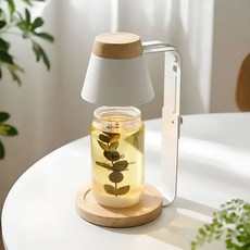 캔들백화점 아르볼 우드 타이머 캔들워머 100% 에센셜 아로마 리얼 캔들 570g 세트, 화이트 우드(타이머), 리얼 유칼립투스 캔들570g