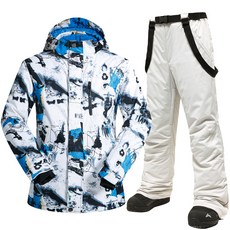 디얼픽 이월스키복 보드복 세트 스키복세트 상하세트, 화이트 블루+라이트그레이, 1개