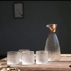 가정 식당 반투명 세트 이자카야 워머 청주 사케 유리, J. 일본 슬림 냄비 4컵