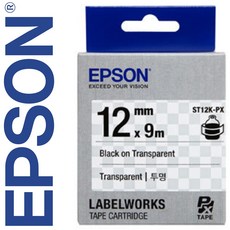 *정품* [ EPSON ] 라벨테이프, ST12K-PX [12mm 투명/검정글씨], 1개