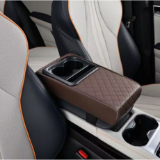 커넥트 자동차콘솔 컵홀더 팔걸이 콘솔쿠션 자동차팔걸이수납함, 2세대 브라운, 1개