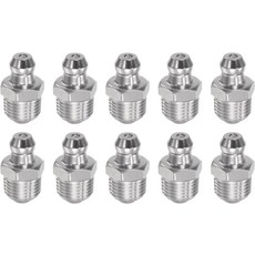 uxcell 304 스테인리스 스틸 스트레이트 그리스 피팅 18-27인치 스레드 유압 액세서리 10개, 1/8-27inch