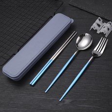 丹丹悅生活 不鏽鋼餐具三件組 外出餐具 環保餐具 筷子 湯匙 叉子 外出攜帶 方便衛生, 不鏽鋼餐具三件組-紅銀(盒裝), 1個, 紅銀