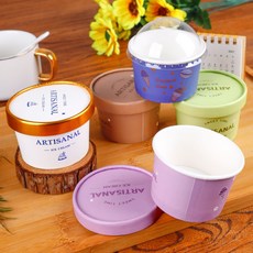 冰淇淋碗 加厚 一次性 冰淇淋紙杯帶 燙金紙蓋 紙碗 奶皮子痠奶杯 耐低溫防水防油, 1個, 61-47紫英文紙罐+PET蓋子 75杯,50套