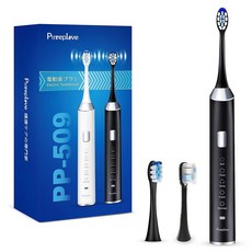 플러브 PP 700A WHA 전동 칫솔 무음 42 000 무선 충전 IPX7 방수 휴대용 살균기 5가지 모드 타이머 초고속 진동 낮음, Bla (Model Number Pp 509)