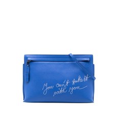 로에베 중고 2017 아나그램 T 파우치 자수 레더 크로스 백