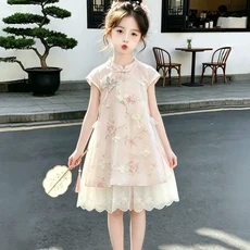 女童連衣裙 兒童國風新中式旗袍公主裙