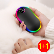 머레이 충전식 휴대용 손난로 보조배터리 레인보우 미니 전기 손난로 10000mAh 최대 10시간 사용 핸드워머 1+1, 블랙 1+1