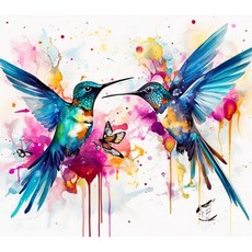 수채화 벌새 원단 패널 퀼트 블록 사각형 재봉 제작 HBFP74960 12x12 인치, 5x5 inches