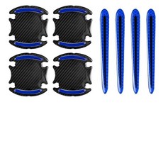 Wuyaoyao 8피스 반사 자동차 도어 핸들 프로텍터 탄소 섬유 자동 도어 핸들 볼 스티커 차량 문 핸들 컵 페인트 및 백미러용 긁힘 방지 범퍼 가드 스티커 (블루), Blue