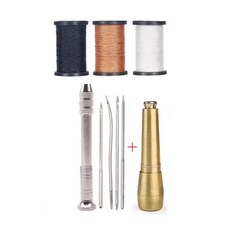 공예 가죽 바느질 키트 직선형 바늘 나일론 펀치 스티칭 신발 수리용 사용하기 쉬움, 02 1set tools, 1개
