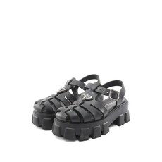 프라다 중고 2000's 모놀리스 로고 장식 케이지 샌들