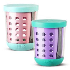 [룬드런던] 프리미엄 후르츠팟 휴대용 과일통 다이어트 샐러드 밀프랩 용기 600ml, 1개, 핑크+라일락