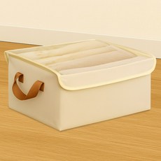 마벨인홈 옷 정리함 이불 수납 투명창 먼지걱정 없는 대용량 패브릭 의류 보관함, 1개, 베이지