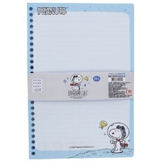 現貨正版 史努比26孔活頁夾 B5資料夾 Snoopy 26孔活頁夾 胡士托 查理布朗 文件夾, 1個, 太空-活頁紙32張, 黃色