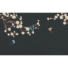 목련 꽃과 새 풍경 벽지 벽화 홈 장식 벽 종이 거실 스티커, 8. 27366707