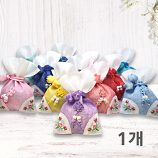 한국민예사 모시 금실 꽃자수 복주머니 소 고급 미니 파우치 한국 전통 선물 주머니, 13 색상랜덤발송, 1개