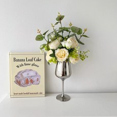 法式盛夏野餐牡丹花園高腳杯玻璃仿真花禮, 1個