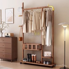落地立式全實木衣帽架家用酒店民宿多功能多場景帶置物架掛衣服架衣架 衣帽架 掛衣架 置物架 收納衣架 落地衣架 吊衣架