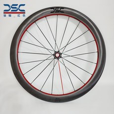 速度公園 DSC 碳纖維輪組「ICON」50高 線條標 寬版碳幅條 碟煞 自行車 輪組 CADEX 50高 Liv, 1個, 金屬紅
