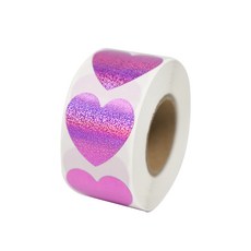 디어플레이스 홀로그램 반짝이 롤스티커 500매, 1개, 08 홀로 핑크 2.5cm_하트