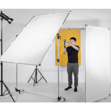 촬영용 전신 스탠드 반사판 조명 확산판 대형 접이식, 플립 150x200cm 소프트블랙실버, 1개