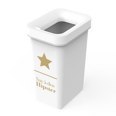 씨에스리빙 힙스터 오픈 사각 휴지통, 화이트