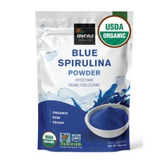 USDA 유기농 블루 스피루리나 파우더피코시아닌 추출물 비린내 없음 청록조류 비건 단백질 스무디 천연 식용 색소 베이킹 음료1.06온스, 1.06 Ounce (Pack of 1), 28g, 1개