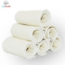 EezKoala 재사용 가능한 슈퍼 소프트 대마 코튼 기저귀 삽입물 천 기저귀 및 커버용 35x13.5cm 3 레이어 5 개, 대마 섬유 삽입물