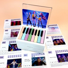 迷你琴鍵日曆，獨特音樂桌面擺飾，輕巧電子琴設計，增添生活樂趣, KPOP白色抽屜燈光小鋼琴, 1個