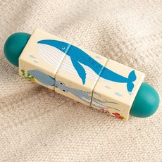 幼兒木質3D立體旋轉拼圖 寶寶抓握能力訓練 兒童益智玩具, 1個, 旋轉拼圖【海洋款】