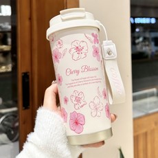500ML 온도 카페 커피 머그잔 자동차 보온병 LeakProof 여행 컵 스테인레스 스틸 물병 소녀를위한, 01 500ML, 02 White