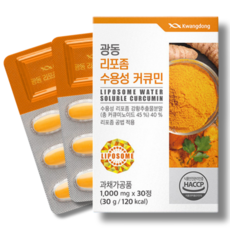 리포좀 커큐민 수용성 커큐민 영양제 강황추출물 항산화 항염, 2개, 30정