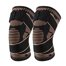 1Pcs 스포츠 구리 이온 스트랩 무릎 패드 미끄럼 방지 니트 나일론 피트니스 점프 밧줄 러닝 기어 남성, 01 L, 02 2pcs
