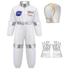 GZ-LAOPAITOU 아동용 우주 비행사 코스튬 유아 우주복 생일 파티 할로윈 역할 놀이 드레스 업 화이트. X-라지