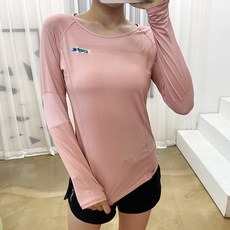 스토리원 여성 라운드 메쉬 긴팔 티셔츠 필라테스복 요가복 RKFT-LT10
