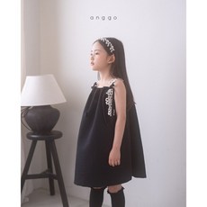 anggo 花結肩帶A字連身裙 兒童洋裝