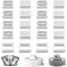 NautyPaws 노티파우스 세라믹 고양이 정수기 반려동물용 2.1L 용량의 및 강아지용 음수대 (교체용 필터 스펀지 포함)(화이트) 111779, Filter-20 Pack