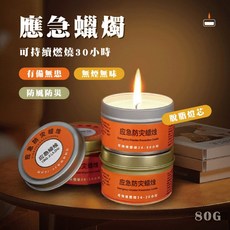 應急防災蠟燭 鐵盒裝 無煙無味 持續燃燒26-30小時, 20個, 隨機